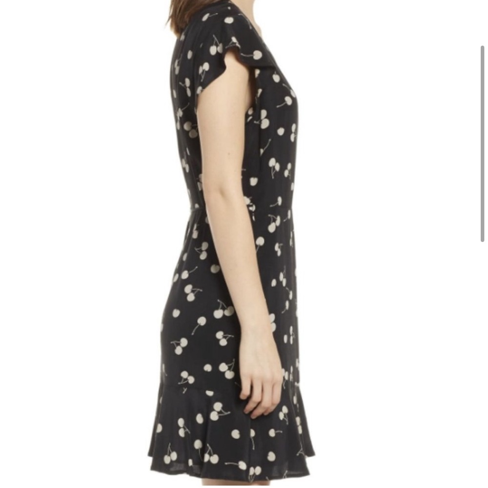 Perfect Rails π― silk Black Cream Cherries Leanne Wrap Dress XS - Picture 4 of 11